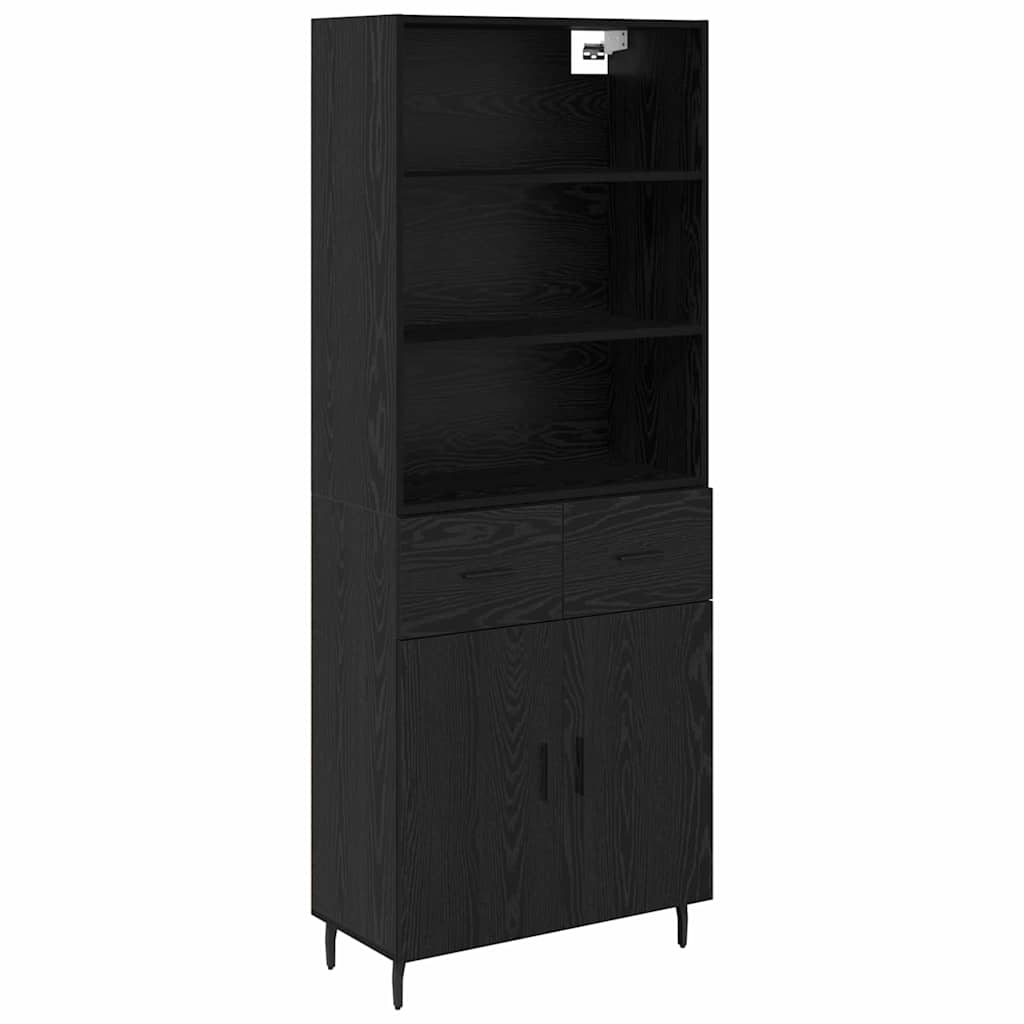 Highboard with Drawer Black Oak 69.5 x 34 x 180 cm