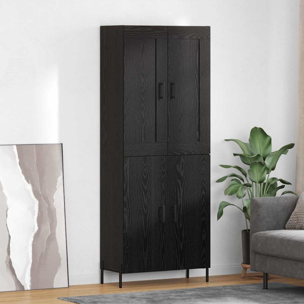Highboard 2 pcs Black Oak Engineered Wood