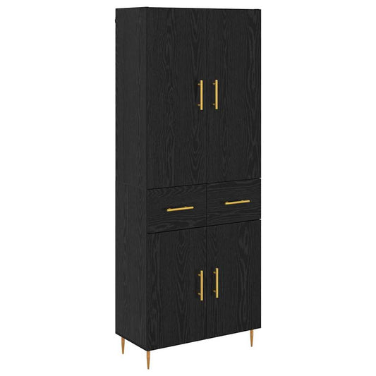 Highboard Black Oak 69.5 x 34 x 180 cm Engineered Wood