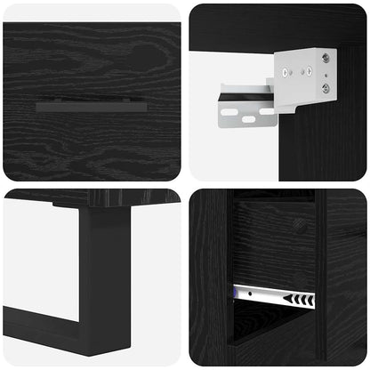 Highboard with Drawer 2 pcs Black Oak Engineered Wood