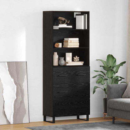 Highboard with Drawer 2 pcs Black Oak Engineered Wood