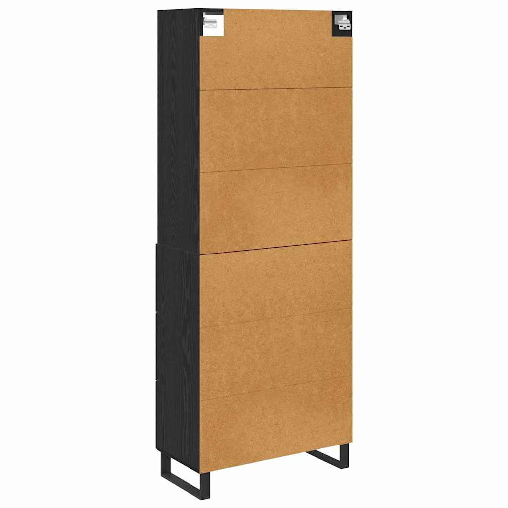 Highboard with Drawer 2 pcs Black Oak Engineered Wood