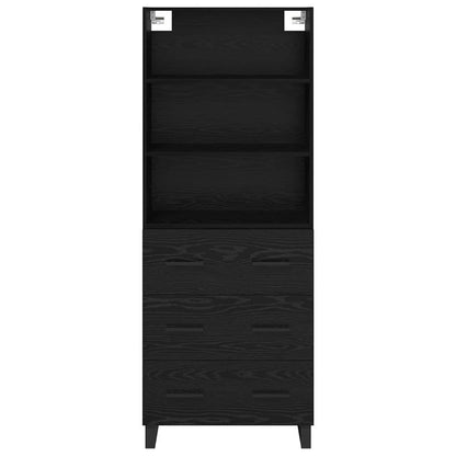 Highboard with Drawer 2 pcs Black Oak Engineered Wood