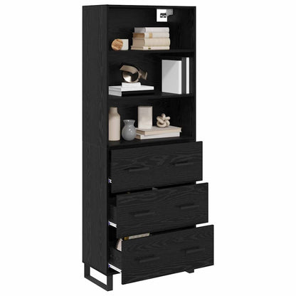 Highboard with Drawer 2 pcs Black Oak Engineered Wood