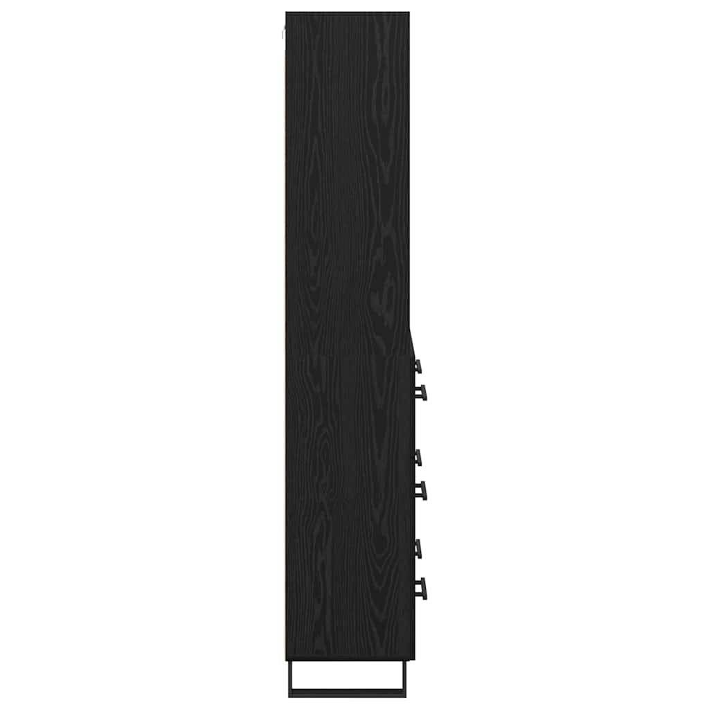 Highboard with Drawer 2 pcs Black Oak Engineered Wood