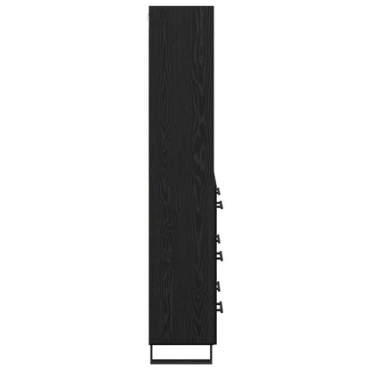 Highboard with Drawer 2 pcs Black Oak Engineered Wood