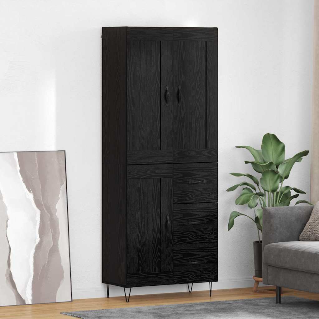 Highboard Black Oak 69.5 x 34 x 180 cm Engineered Wood