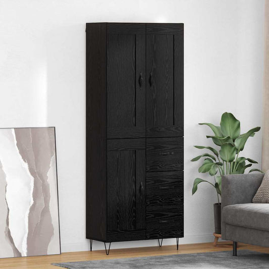 Highboard Black Oak 69.5 x 34 x 180 cm Engineered Wood