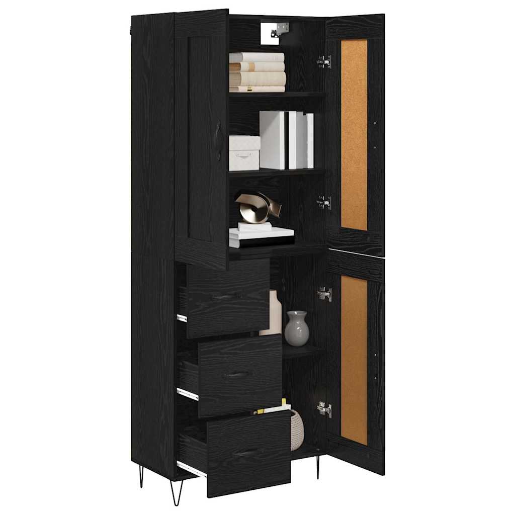 Highboard Black Oak 69.5 x 34 x 180 cm Engineered Wood