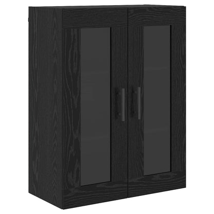 Highboard with Drawer 2 pcs Black Oak Engineered Wood and Glass