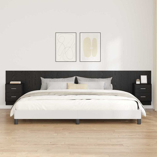 Headboard With Cabinet 3 pcs Black Oak Engineered Wood