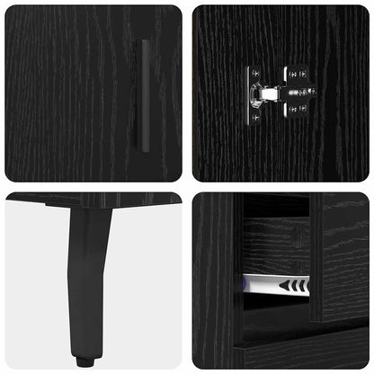 Highboard with Drawer Black Oak 69.5 x 34 x 180 cm