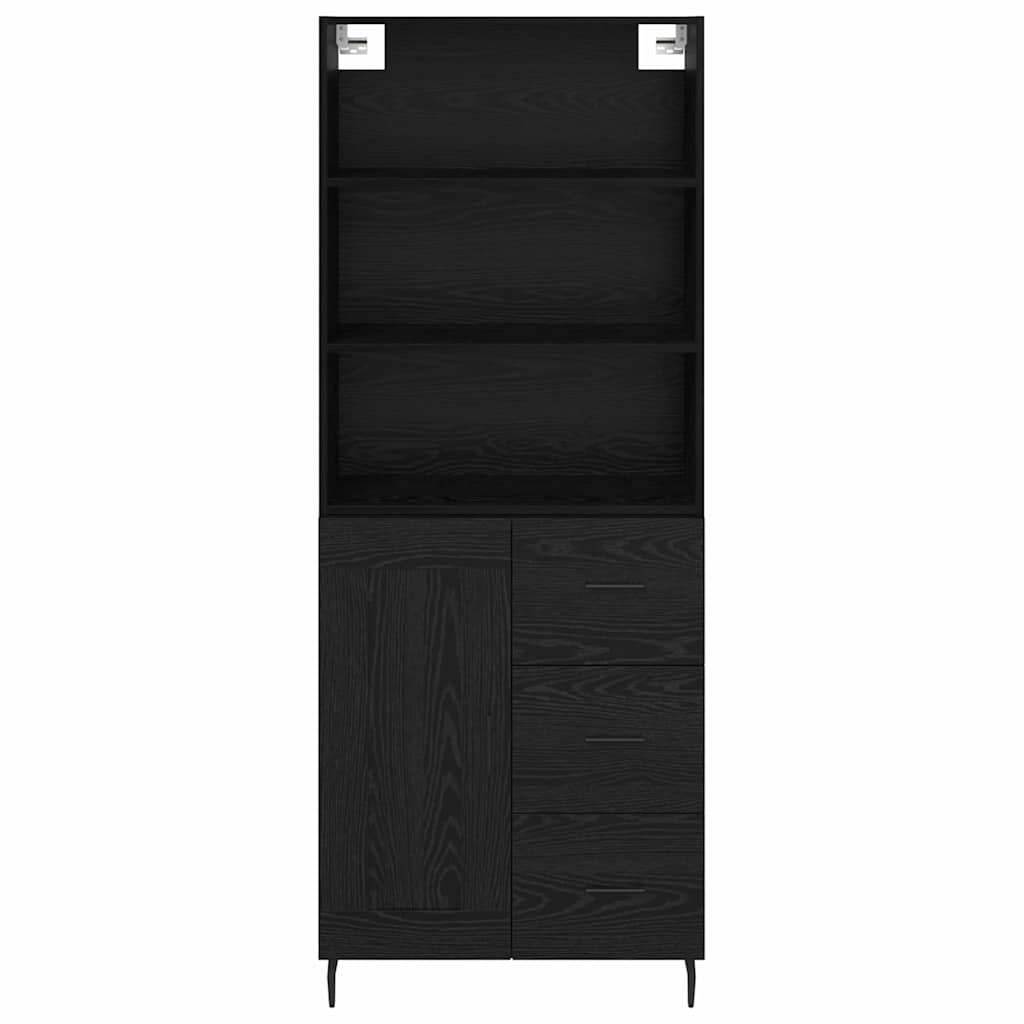 Highboard with Drawer Black Oak 69.5 x 34 x 180 cm