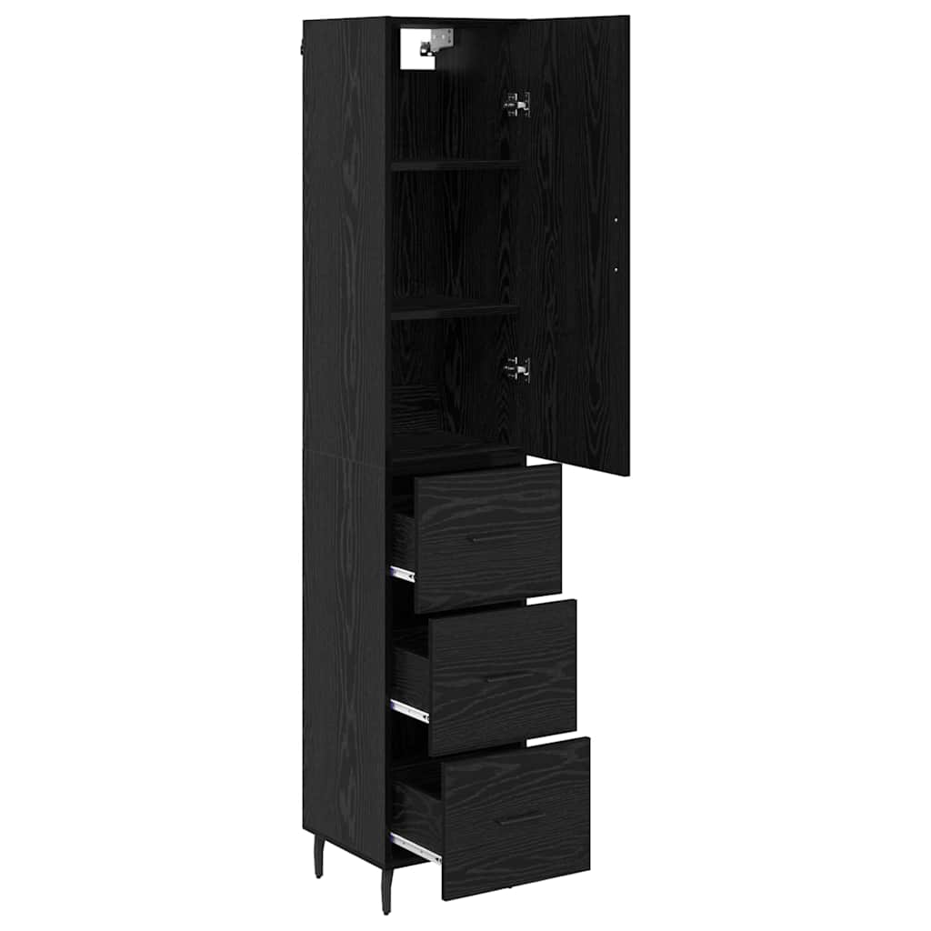 Highboard Black Oak 34.5 x 34 x 180 cm Engineered Wood