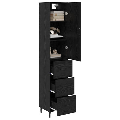 Highboard Black Oak 34.5 x 34 x 180 cm Engineered Wood