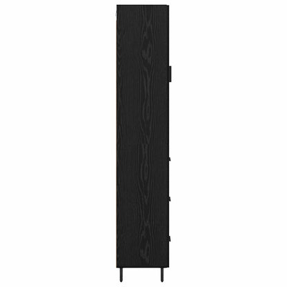 Highboard Black Oak 34.5 x 34 x 180 cm Engineered Wood