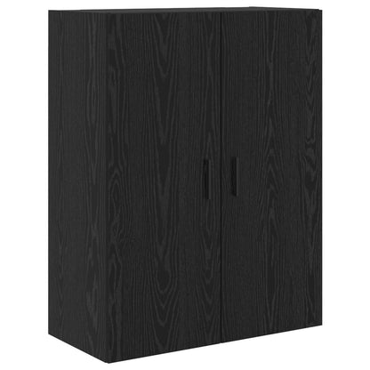 Highboard 2 pcs Black oak Engineered Wood and Glass