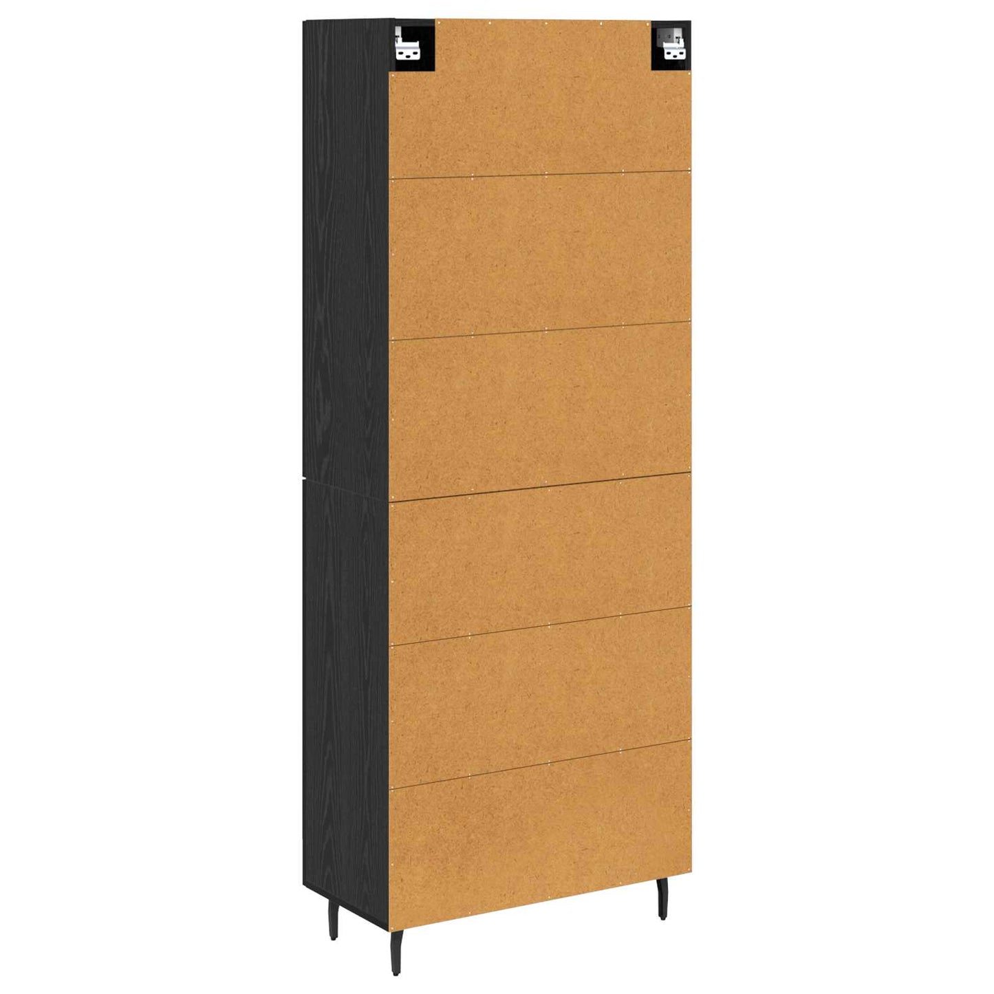 Highboard 2 pcs Black oak Engineered Wood and Glass