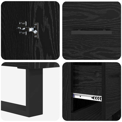 Highboard with Drawer 2 pcs Black Oak 69.5 x 34 x 180 cm