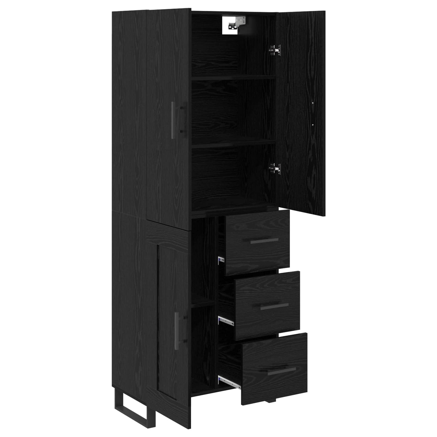 Highboard with Drawer 2 pcs Black Oak 69.5 x 34 x 180 cm