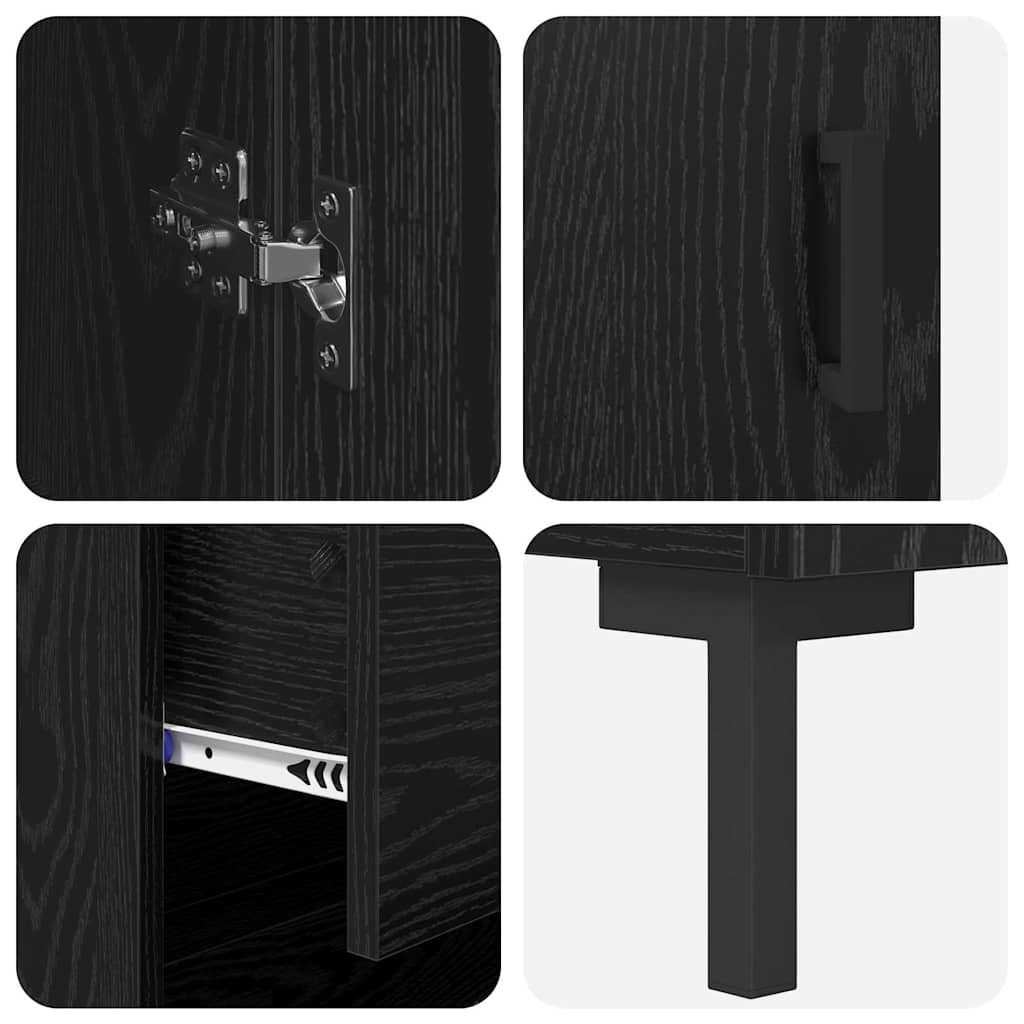 Highboard with Drawer 2 pcs Black Oak Engineered Wood
