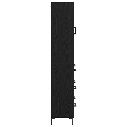 Highboard with Drawer 2 pcs Black Oak Engineered Wood