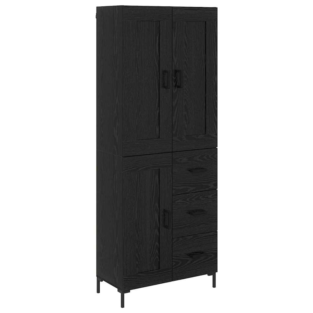 Highboard with Drawer 2 pcs Black Oak Engineered Wood