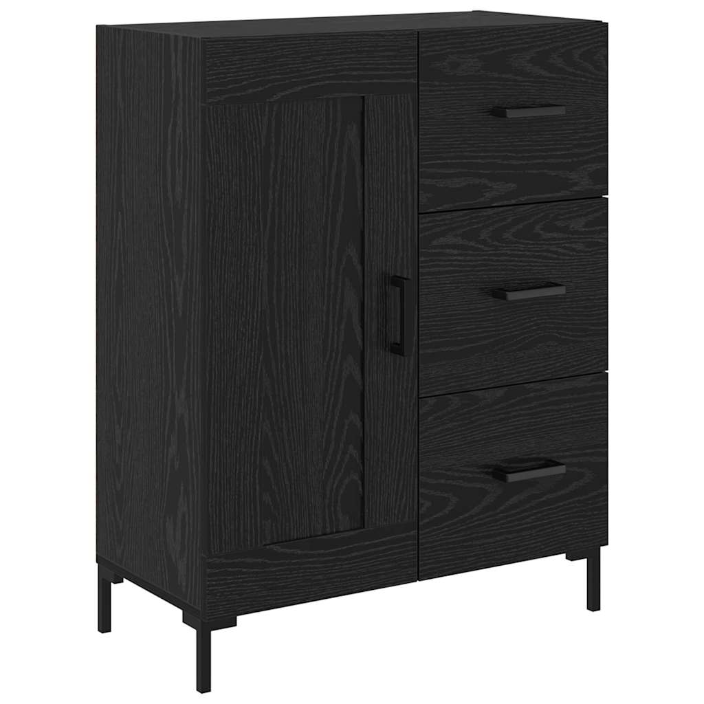 Highboard with Drawer 2 pcs Black Oak Engineered Wood