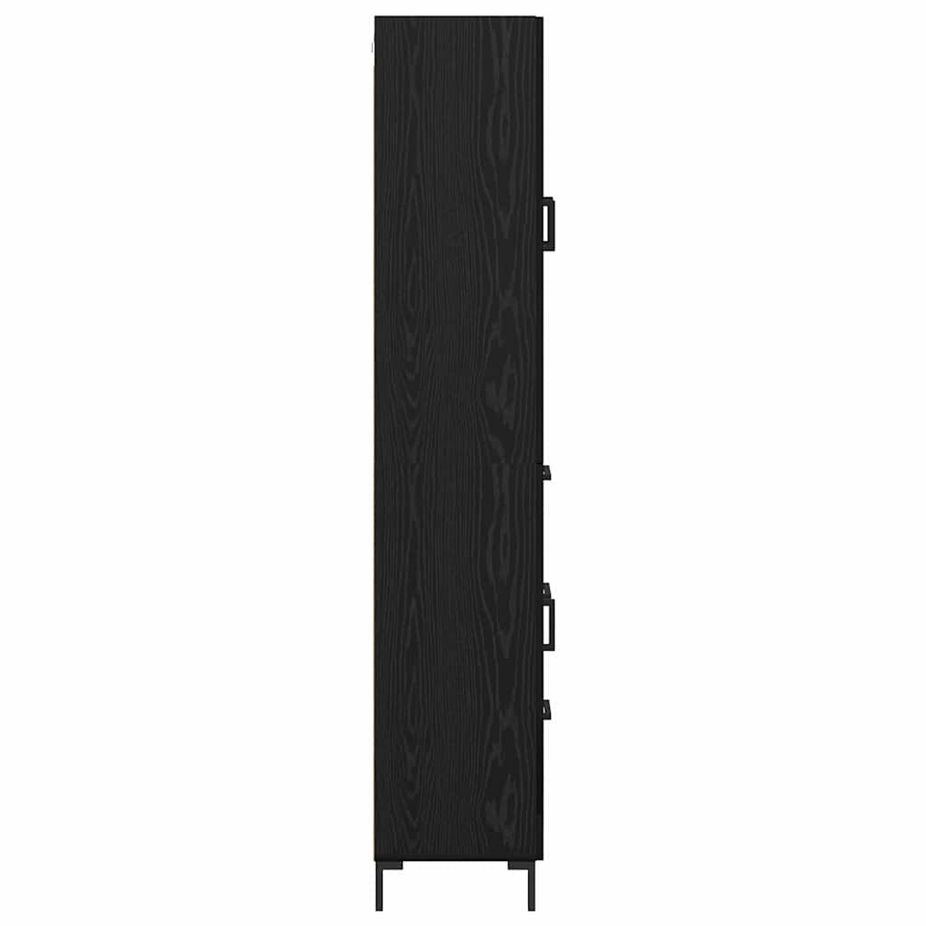 Highboard with Drawer 2 pcs Black Oak Engineered Wood