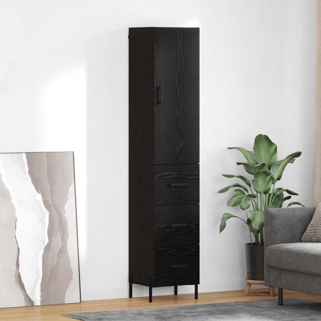 Highboard Black Oak 34.5 x 34 x 180 cm Engineered Wood