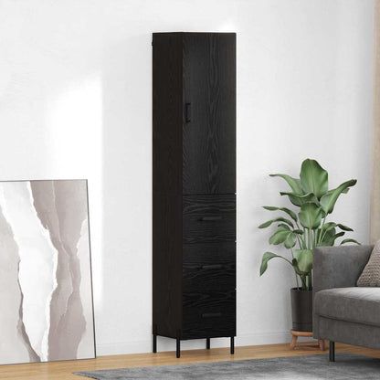 Highboard Black Oak 34.5 x 34 x 180 cm Engineered Wood