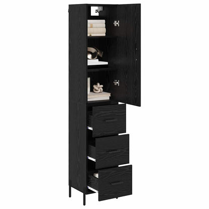 Highboard Black Oak 34.5 x 34 x 180 cm Engineered Wood