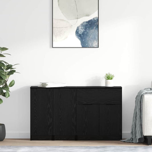 Sideboard 3 pcs Black oak 69.5 x 34 x 180 cm Engineered Wood