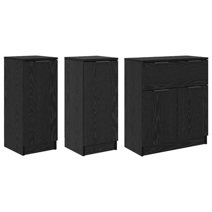 Sideboard with Drawer 3 pcs Black oak Engineered Wood