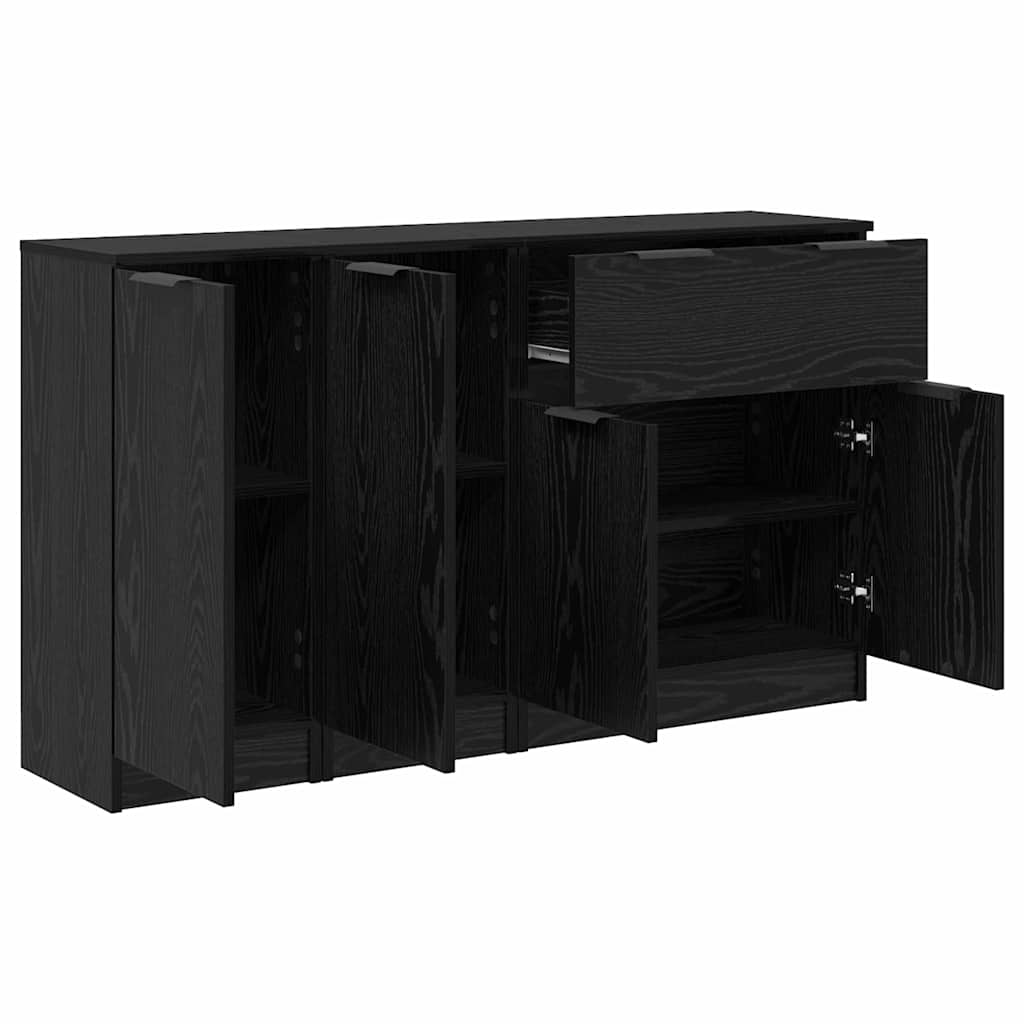 Sideboard with Drawer 3 pcs Black oak Engineered Wood