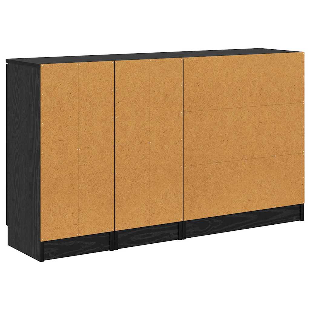 Sideboard with Drawer 3 pcs Black oak Engineered Wood