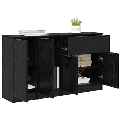 Sideboard with Drawer 3 pcs Black oak Engineered Wood