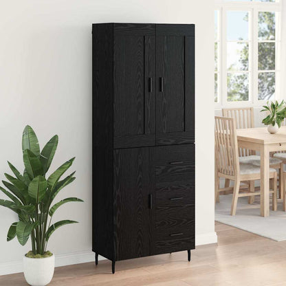 Highboard with Drawer 2 pcs Black Oak Engineered Wood