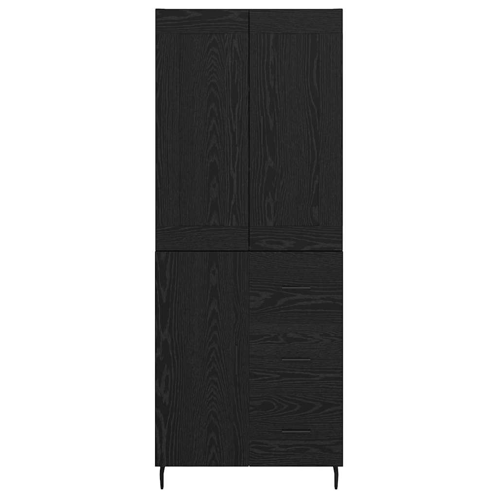 Highboard with Drawer 2 pcs Black Oak Engineered Wood