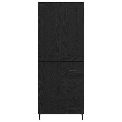 Highboard with Drawer 2 pcs Black Oak Engineered Wood
