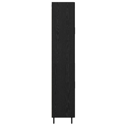 Highboard with Drawer 2 pcs Black Oak Engineered Wood
