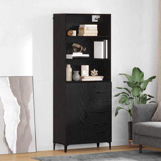 Highboard Black Oak 69.5 x 34 x 180 cm Engineered Wood