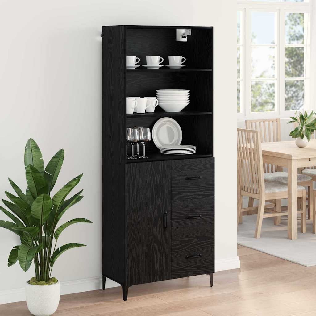 Highboard Black Oak 69.5 x 34 x 180 cm Engineered Wood