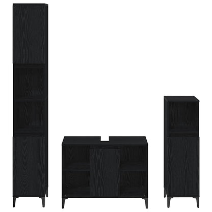 Bathroom Furniture Set 3 pcs Black oak Engineered wood