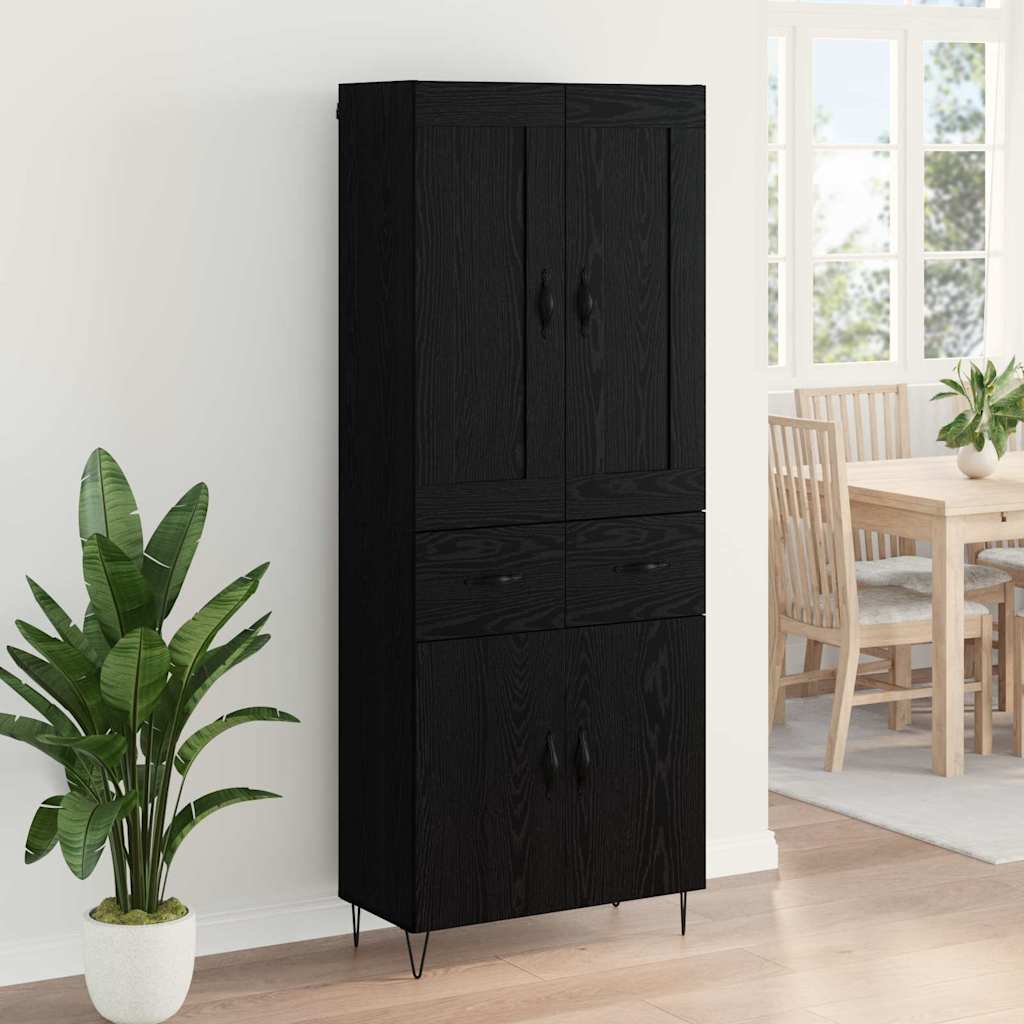 Highboard Black Oak 69.5 x 34 x 180 cm Engineered Wood