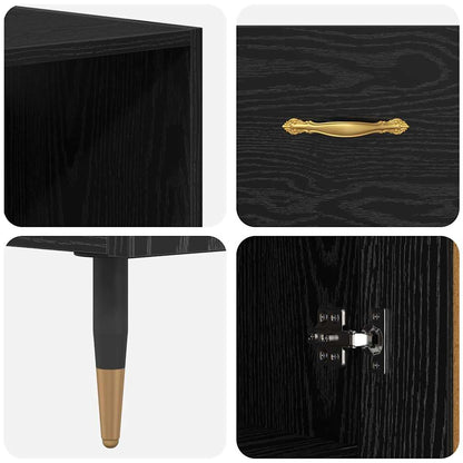 Highboard Black oak 69.5 x 34 x 180 cm Engineered Wood