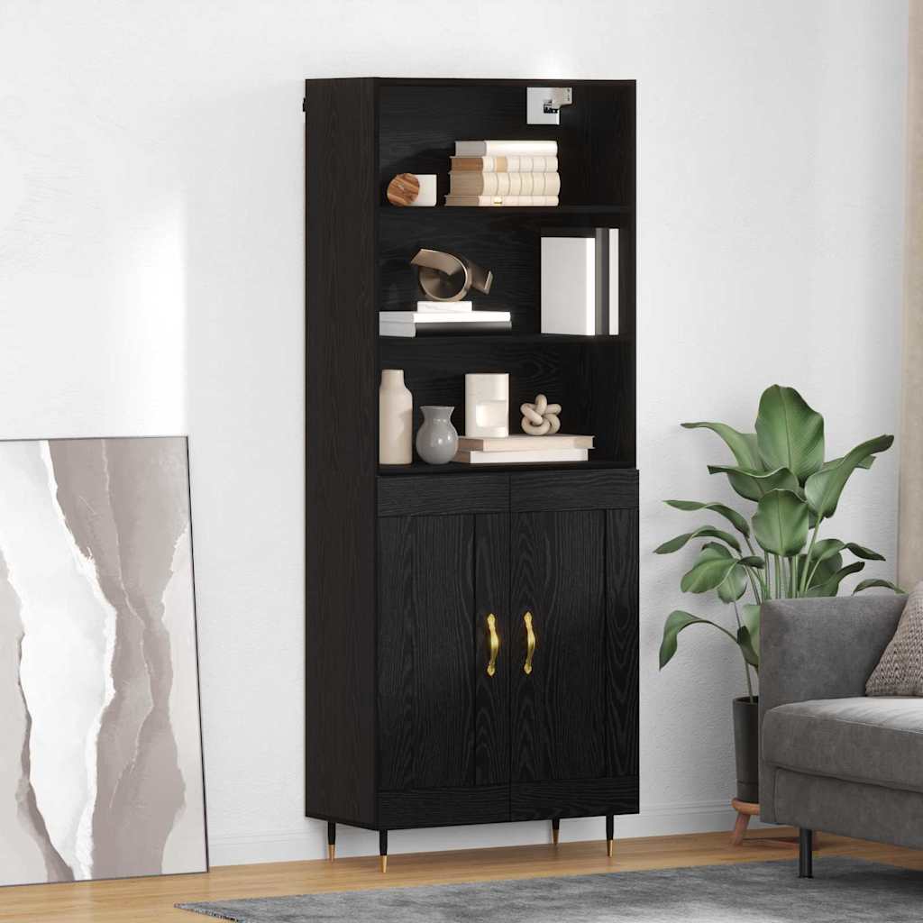 Highboard Black oak 69.5 x 34 x 180 cm Engineered Wood