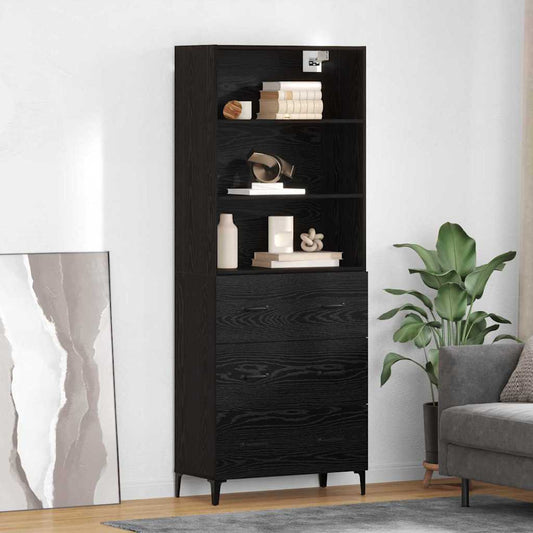 Highboard Black Oak 69.5 x 34 x 180 cm Engineered Wood