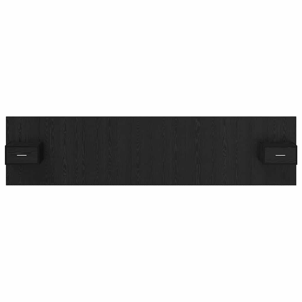 Headboard with Cabinet 3 pcs Black Oak Engineered Wood