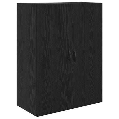 Highboard with Drawer 2 pcs Black Oak Engineered Wood and Glass